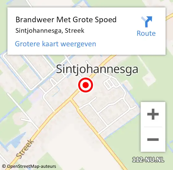 Locatie op kaart van de 112 melding: Brandweer Met Grote Spoed Naar Sintjohannesga, Streek op 17 december 2014 12:17