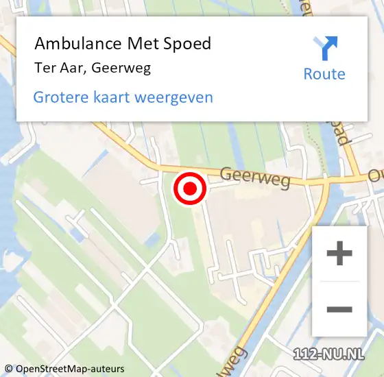 Locatie op kaart van de 112 melding: Ambulance Met Spoed Naar Ter Aar, Geerweg op 17 december 2014 12:19