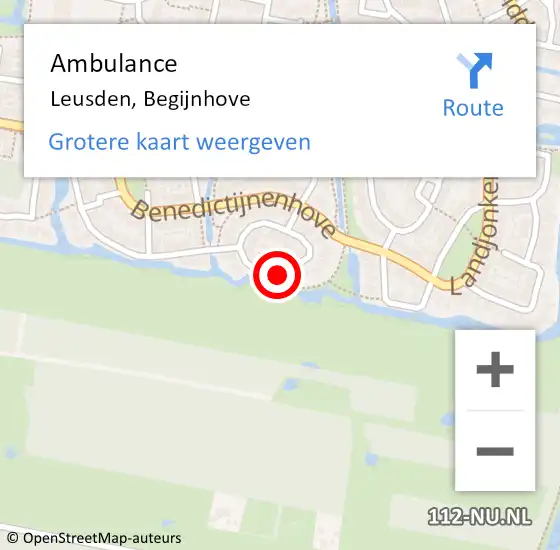 Locatie op kaart van de 112 melding: Ambulance Leusden, Begijnhove op 17 december 2014 12:19