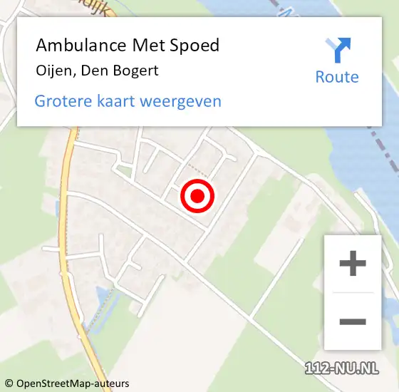 Locatie op kaart van de 112 melding: Ambulance Met Spoed Naar Oijen, Den Bogert op 17 december 2014 12:29