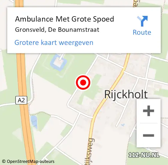 Locatie op kaart van de 112 melding: Ambulance Met Grote Spoed Naar Gronsveld, De Bounamstraat op 17 december 2014 13:30