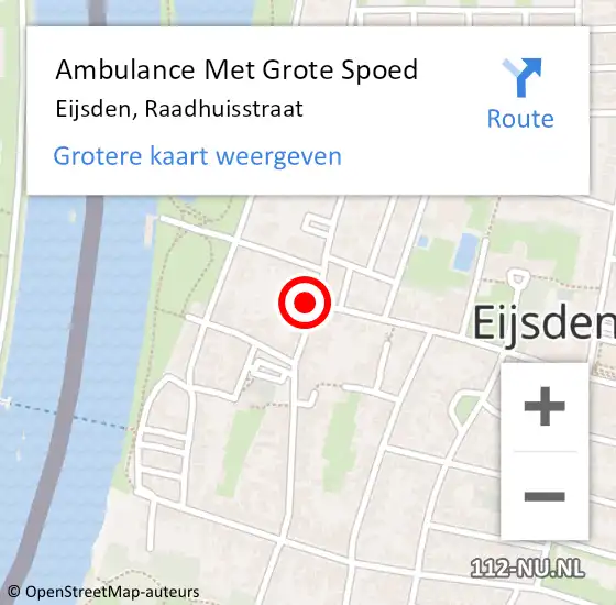 Locatie op kaart van de 112 melding: Ambulance Met Grote Spoed Naar Eijsden, Raadhuisstraat op 17 december 2014 13:34