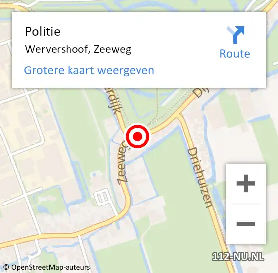 Locatie op kaart van de 112 melding: Politie Wervershoof, Zeeweg op 17 december 2014 13:42