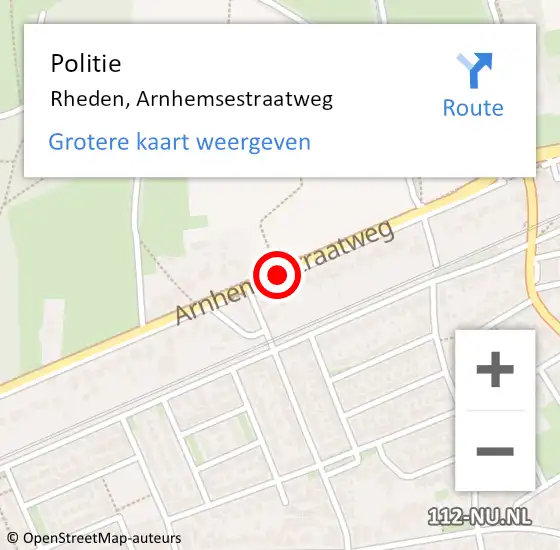 Locatie op kaart van de 112 melding: Politie Rheden, Arnhemsestraatweg op 17 december 2014 13:48