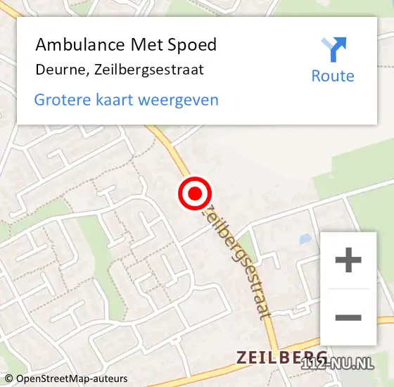 Locatie op kaart van de 112 melding: Ambulance Met Spoed Naar Deurne, Zeilbergsestraat op 17 december 2014 13:57
