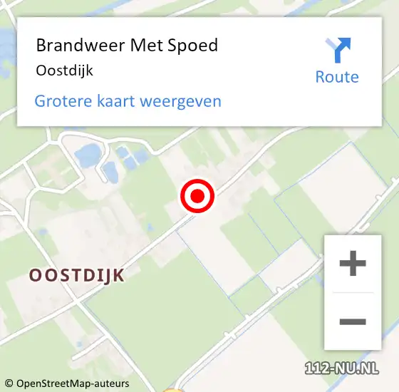 Locatie op kaart van de 112 melding: Brandweer Met Spoed Naar Oostdijk op 17 december 2014 14:27