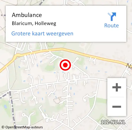 Locatie op kaart van de 112 melding: Ambulance Blaricum, Holleweg op 17 december 2014 14:40