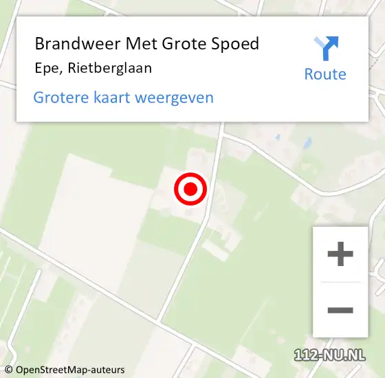 Locatie op kaart van de 112 melding: Brandweer Met Grote Spoed Naar Epe, Rietberglaan op 17 december 2014 14:49