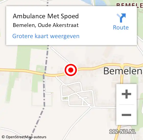 Locatie op kaart van de 112 melding: Ambulance Met Spoed Naar Bemelen, Oude Akerstraat op 17 december 2014 15:05