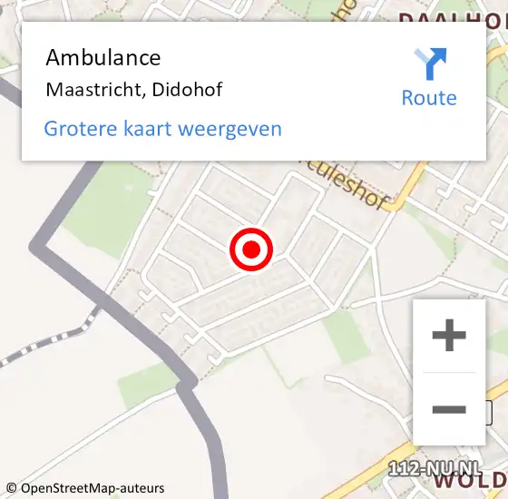 Locatie op kaart van de 112 melding: Ambulance Maastricht, Didohof op 17 december 2014 15:19