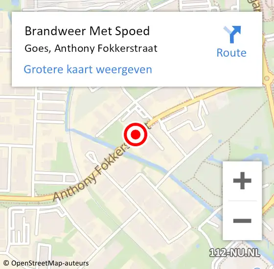 Locatie op kaart van de 112 melding: Brandweer Met Spoed Naar Goes, Anthony Fokkerstraat op 17 december 2014 17:07