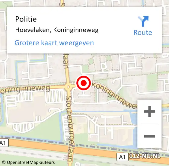 Locatie op kaart van de 112 melding: Politie Hoevelaken, Koninginneweg op 24 oktober 2013 16:11