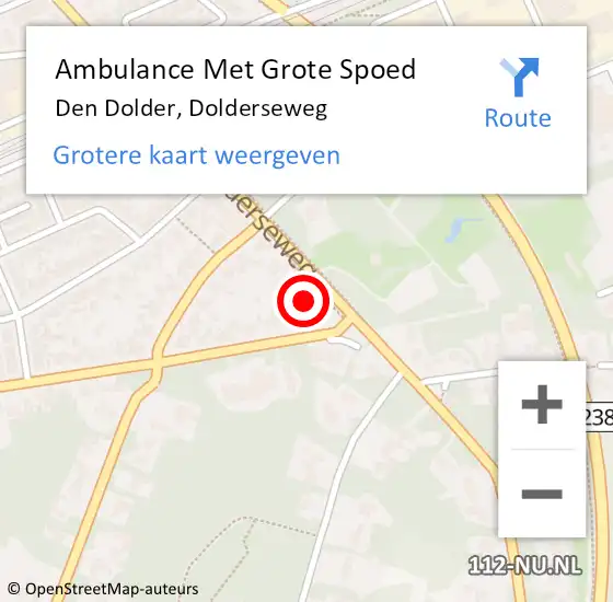 Locatie op kaart van de 112 melding: Ambulance Met Grote Spoed Naar Den Dolder, Dolderseweg op 17 december 2014 18:59