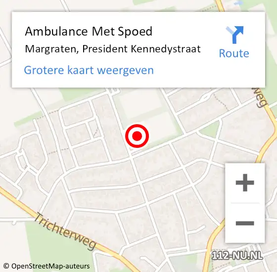 Locatie op kaart van de 112 melding: Ambulance Met Spoed Naar Margraten, President Kennedystraat op 17 december 2014 19:17