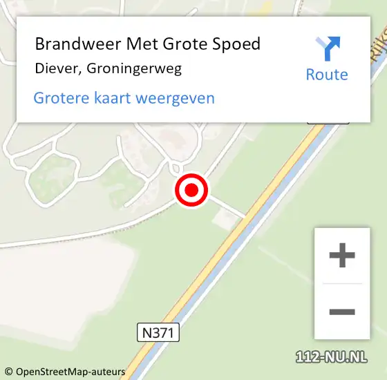 Locatie op kaart van de 112 melding: Brandweer Met Grote Spoed Naar Diever, Groningerweg op 17 december 2014 19:18