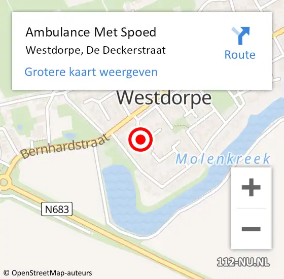 Locatie op kaart van de 112 melding: Ambulance Met Spoed Naar Westdorpe, De Deckerstraat op 17 december 2014 19:27