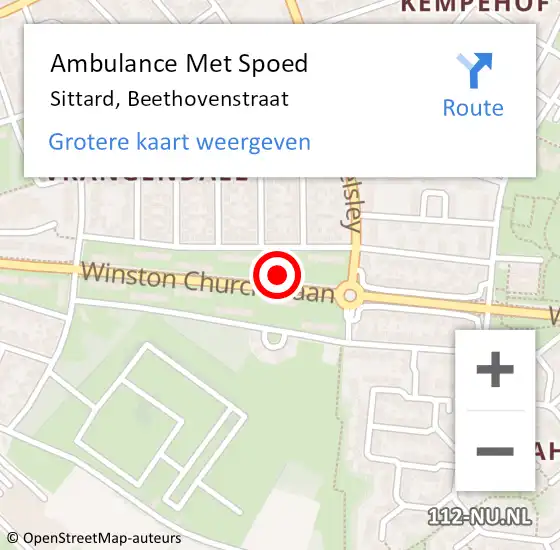 Locatie op kaart van de 112 melding: Ambulance Met Spoed Naar Sittard, Beethovenstraat op 17 december 2014 19:48
