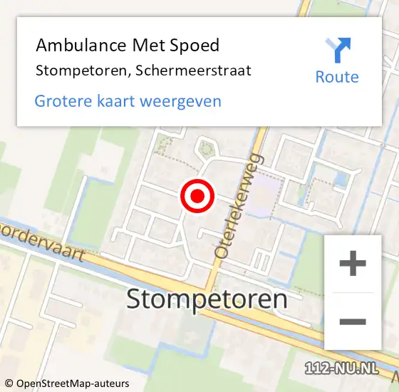 Locatie op kaart van de 112 melding: Ambulance Met Spoed Naar Stompetoren, Schermeerstraat op 17 december 2014 19:51