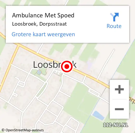 Locatie op kaart van de 112 melding: Ambulance Met Spoed Naar Loosbroek, Dorpsstraat op 17 december 2014 19:52