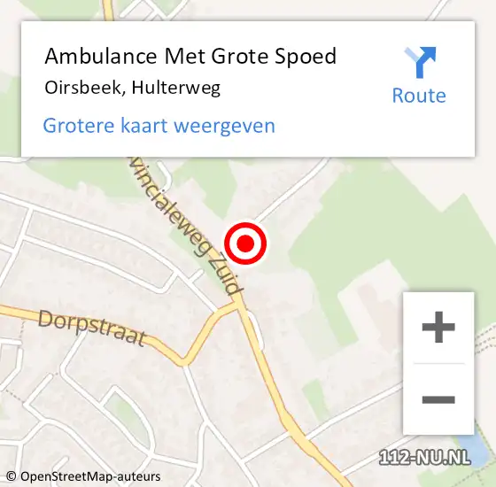 Locatie op kaart van de 112 melding: Ambulance Met Grote Spoed Naar Oirsbeek, Hulterweg op 17 december 2014 19:53