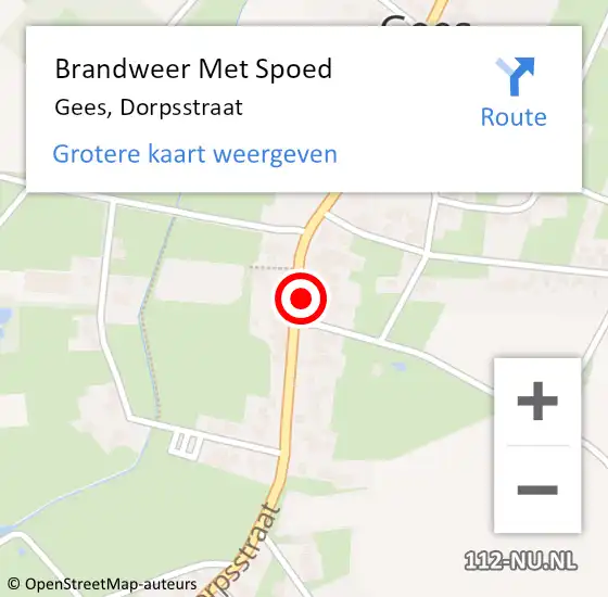 Locatie op kaart van de 112 melding: Brandweer Met Spoed Naar Gees, Dorpsstraat op 17 december 2014 19:55