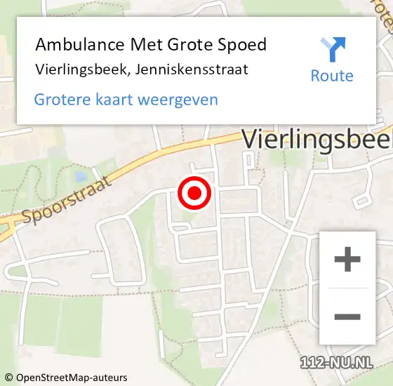 Locatie op kaart van de 112 melding: Ambulance Met Grote Spoed Naar Vierlingsbeek, Jenniskensstraat op 17 december 2014 20:28