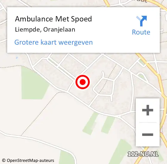Locatie op kaart van de 112 melding: Ambulance Met Spoed Naar Liempde, Oranjelaan op 17 december 2014 20:33