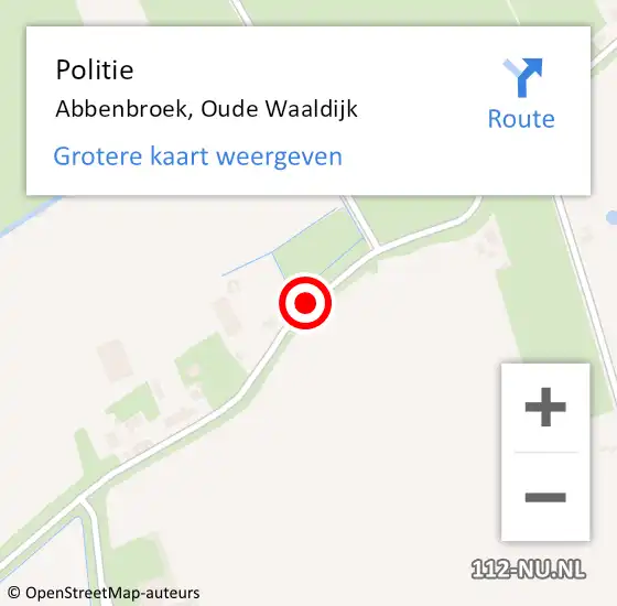 Locatie op kaart van de 112 melding: Politie Abbenbroek, Oude Waaldijk op 17 december 2014 21:06