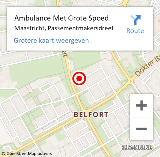 Locatie op kaart van de 112 melding: Ambulance Met Grote Spoed Naar Maastricht, Passementmakersdreef op 17 december 2014 21:41