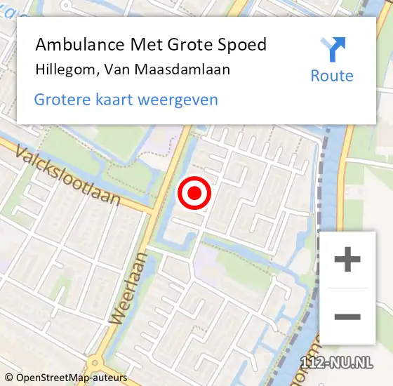 Locatie op kaart van de 112 melding: Ambulance Met Grote Spoed Naar Hillegom, Van Maasdamlaan op 17 december 2014 22:12