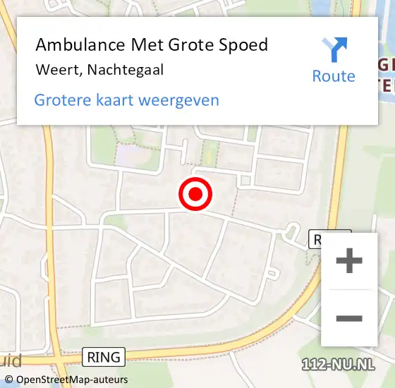 Locatie op kaart van de 112 melding: Ambulance Met Grote Spoed Naar Weert, Nachtegaal op 17 december 2014 22:23