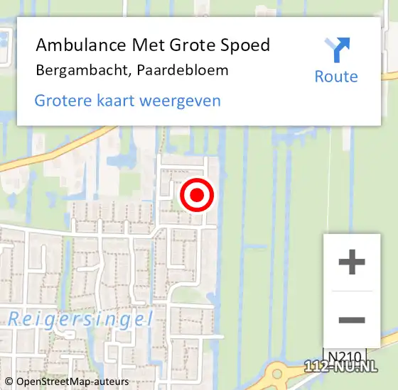 Locatie op kaart van de 112 melding: Ambulance Met Grote Spoed Naar Bergambacht, Paardebloem op 17 december 2014 22:26