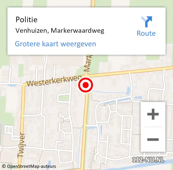 Locatie op kaart van de 112 melding: Politie Venhuizen, Markerwaardweg op 17 december 2014 22:56