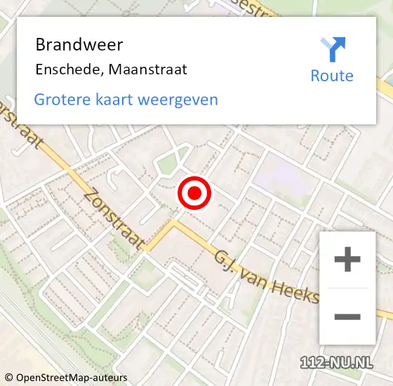 Locatie op kaart van de 112 melding: Brandweer Enschede, Maanstraat op 17 december 2014 23:01