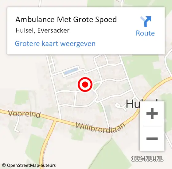Locatie op kaart van de 112 melding: Ambulance Met Grote Spoed Naar Hulsel, Eversacker op 17 december 2014 23:12