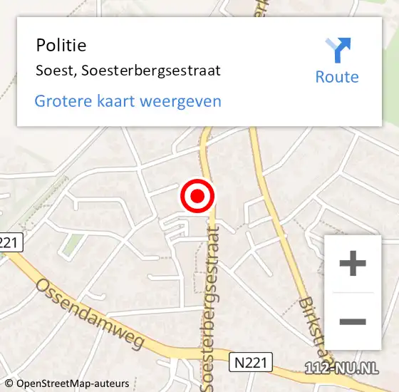 Locatie op kaart van de 112 melding: Politie Soest, Soesterbergsestraat op 24 oktober 2013 16:32