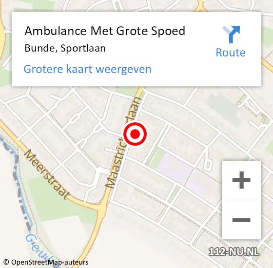 Locatie op kaart van de 112 melding: Ambulance Met Grote Spoed Naar Bunde, Sportlaan op 17 december 2014 23:48