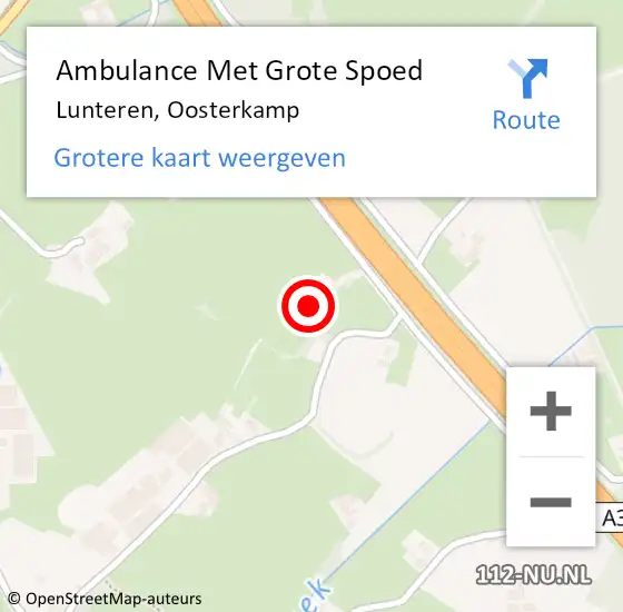 Locatie op kaart van de 112 melding: Ambulance Met Grote Spoed Naar Lunteren, Oosterkamp op 17 december 2014 23:49