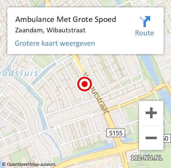 Locatie op kaart van de 112 melding: Ambulance Met Grote Spoed Naar Zaandam, Wibautstraat op 18 december 2014 00:28