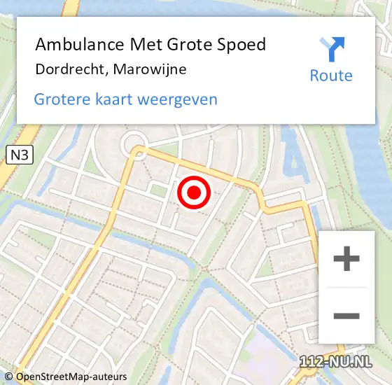 Locatie op kaart van de 112 melding: Ambulance Met Grote Spoed Naar Dordrecht, Marowijne op 18 december 2014 01:06
