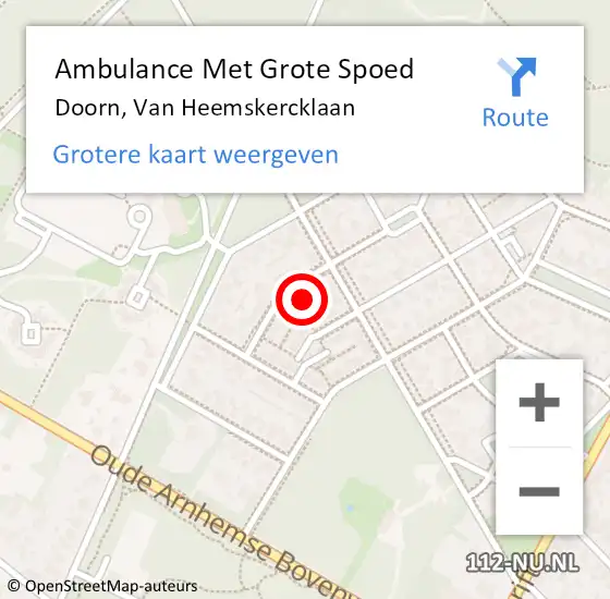 Locatie op kaart van de 112 melding: Ambulance Met Grote Spoed Naar Doorn, Van Heemskercklaan op 18 december 2014 02:14