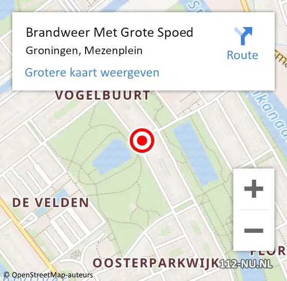 Locatie op kaart van de 112 melding: Brandweer Met Grote Spoed Naar Groningen, Mezenplein op 18 december 2014 02:57