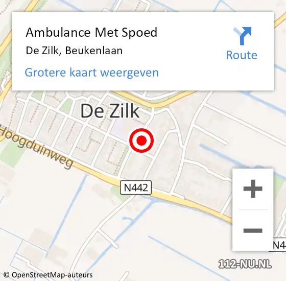 Locatie op kaart van de 112 melding: Ambulance Met Spoed Naar De Zilk, Beukenlaan op 18 december 2014 06:27