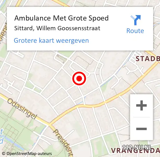 Locatie op kaart van de 112 melding: Ambulance Met Grote Spoed Naar Sittard, Willem Goossensstraat op 18 december 2014 07:17
