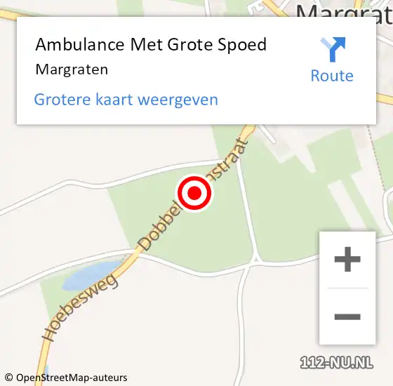 Locatie op kaart van de 112 melding: Ambulance Met Grote Spoed Naar Margraten op 18 december 2014 07:33