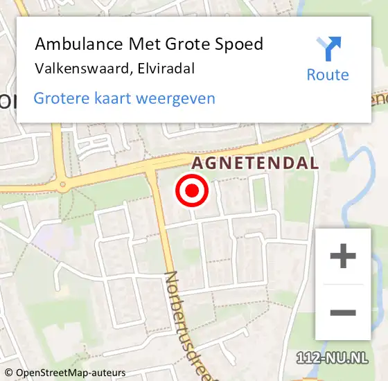 Locatie op kaart van de 112 melding: Ambulance Met Grote Spoed Naar Valkenswaard, Elviradal op 18 december 2014 07:36