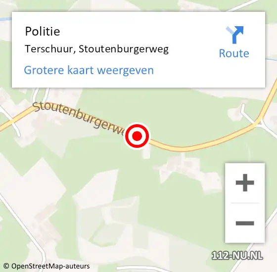 Locatie op kaart van de 112 melding: Politie Terschuur, Stoutenburgerweg op 18 december 2014 07:45