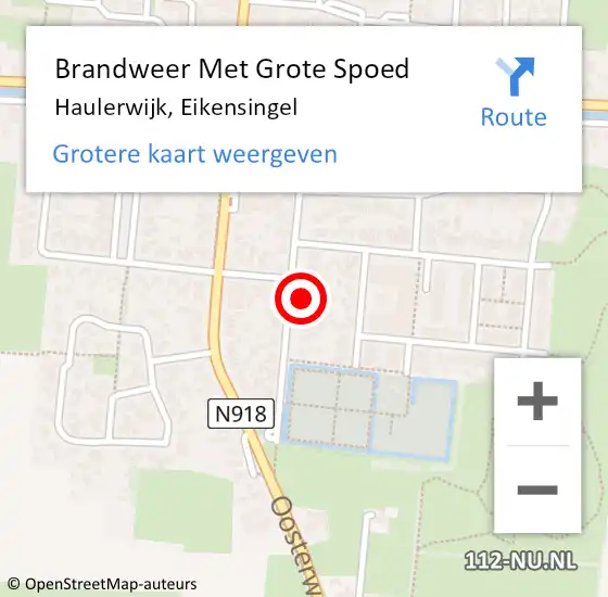 Locatie op kaart van de 112 melding: Brandweer Met Grote Spoed Naar Haulerwijk, Eikensingel op 18 december 2014 07:54