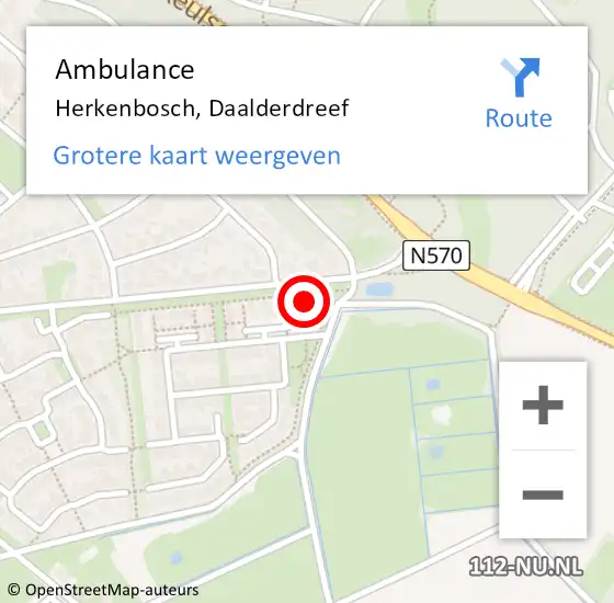 Locatie op kaart van de 112 melding: Ambulance Herkenbosch, Daalderdreef op 18 december 2014 08:04