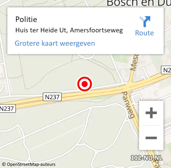 Locatie op kaart van de 112 melding: Politie Huis ter Heide Ut, Amersfoortseweg op 18 december 2014 08:13